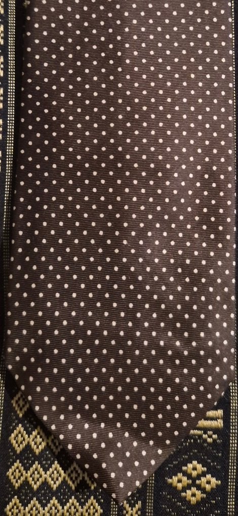 Polka dots design stropdas bruin zijde The English Hatter, Ophalen of Verzenden, Nieuw, Bruin