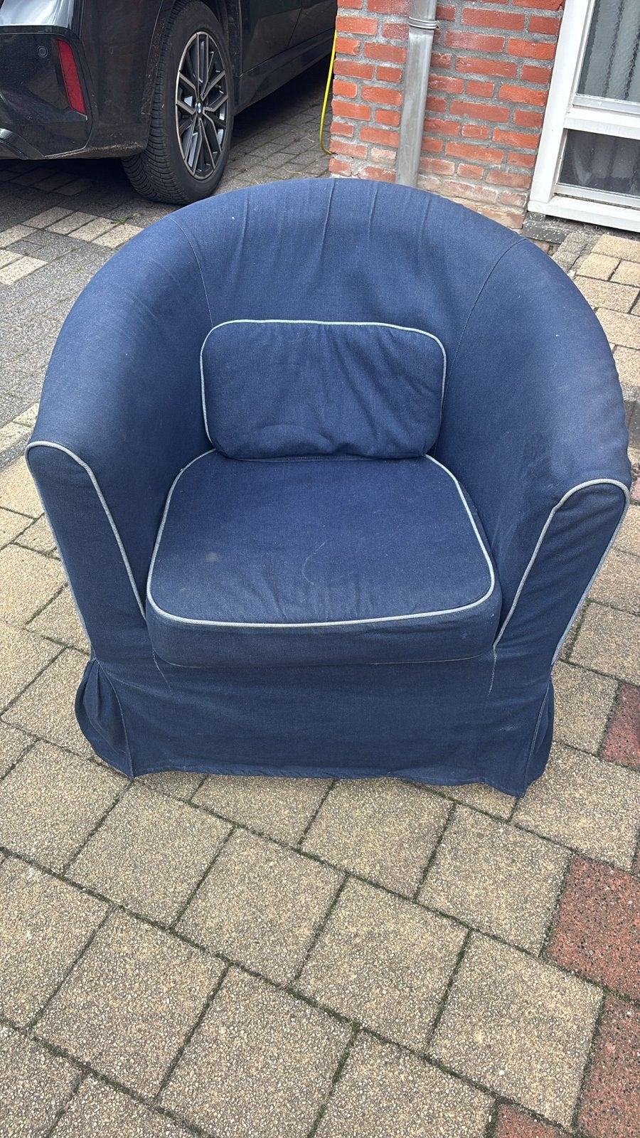 IKEA Tullsta fauteuil - Blauw - hoes met gebruikerssporen, Gebruikt, 75 tot 100 cm, Ophalen of Verzenden, Stof
