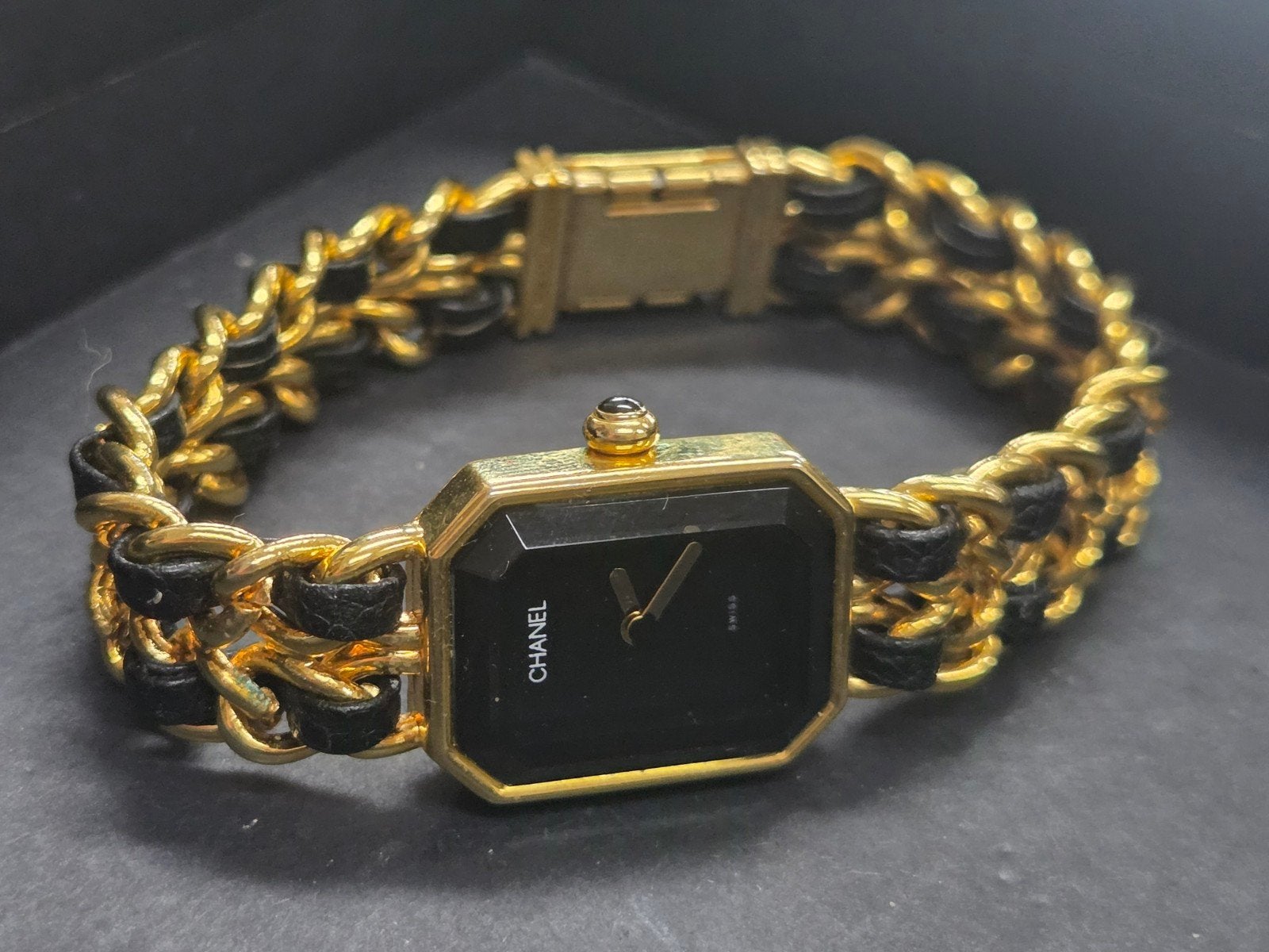 Chanel Première Horloge Verguld met Leer - Vintage, Overige merken, Polshorloge, Ophalen of Verzenden, Goud
