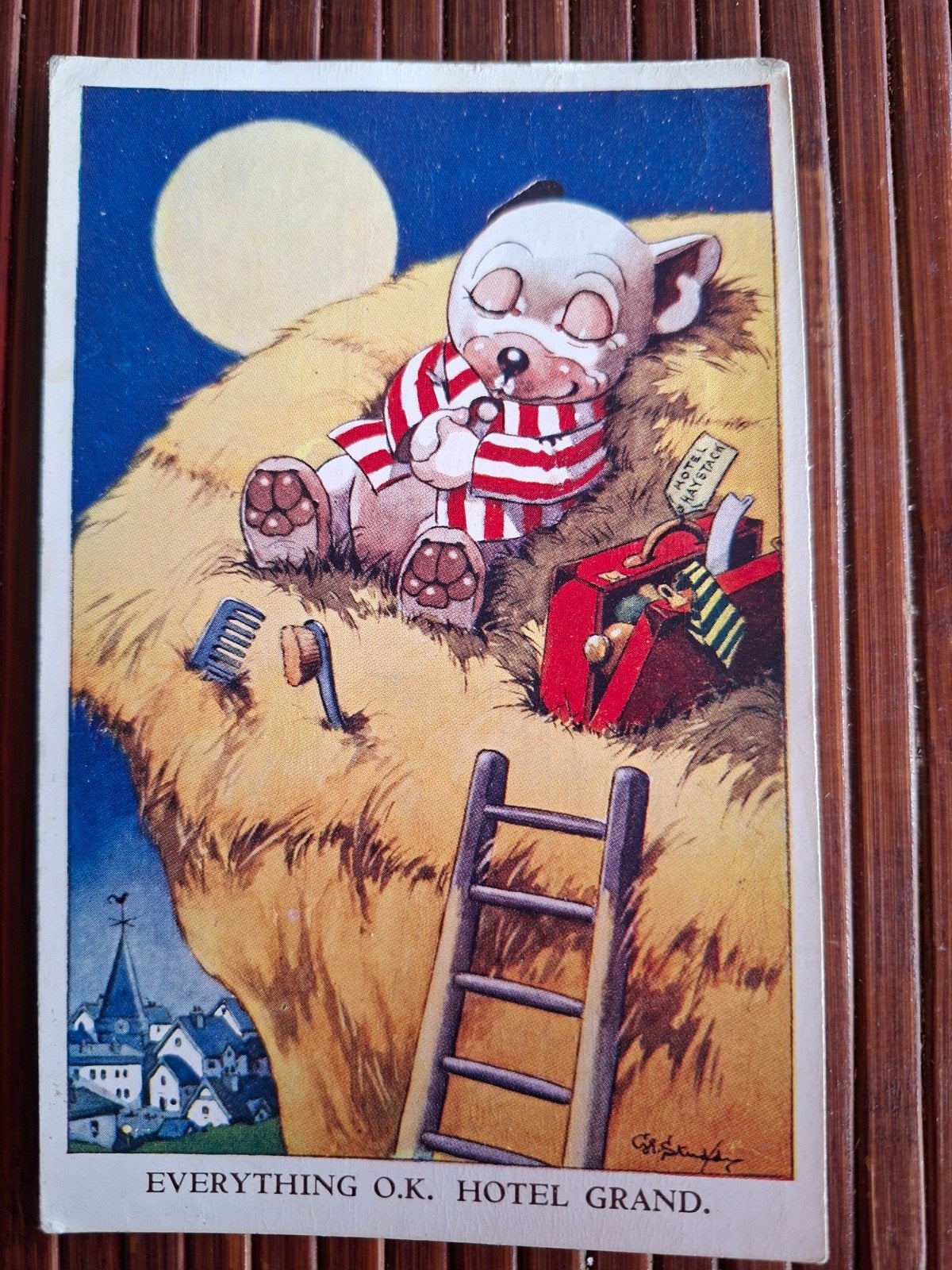 Vintage Bonzo Ansichtkaart - Everything O.K. Hotel Grand, Verzamelen, Ophalen of Verzenden