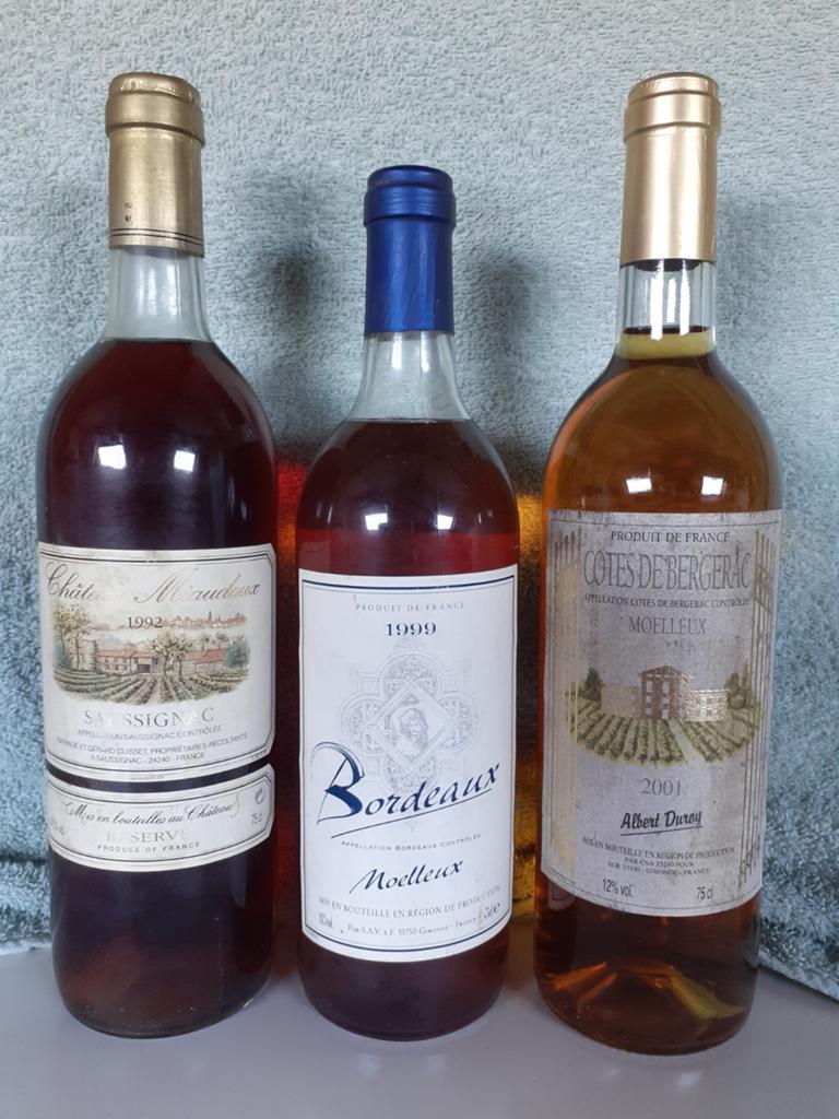 3 Flessen Franse Wijn - o.a. Moelleux, Ophalen of Verzenden, Zo goed als nieuw, Vol, Overige typen