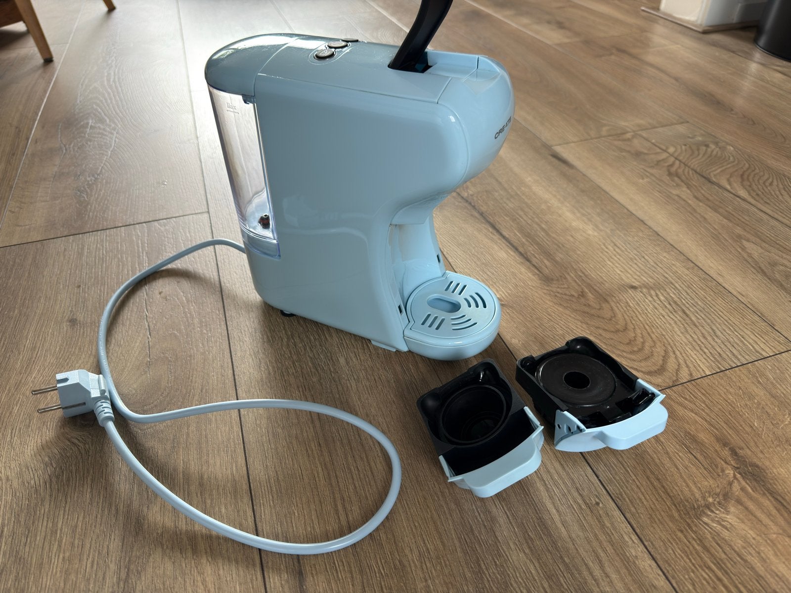 CREATE Koffiezetapparaat - Lichtblauw, Koffiemachine, Ophalen of Verzenden, Zo goed als nieuw, 1 kopje