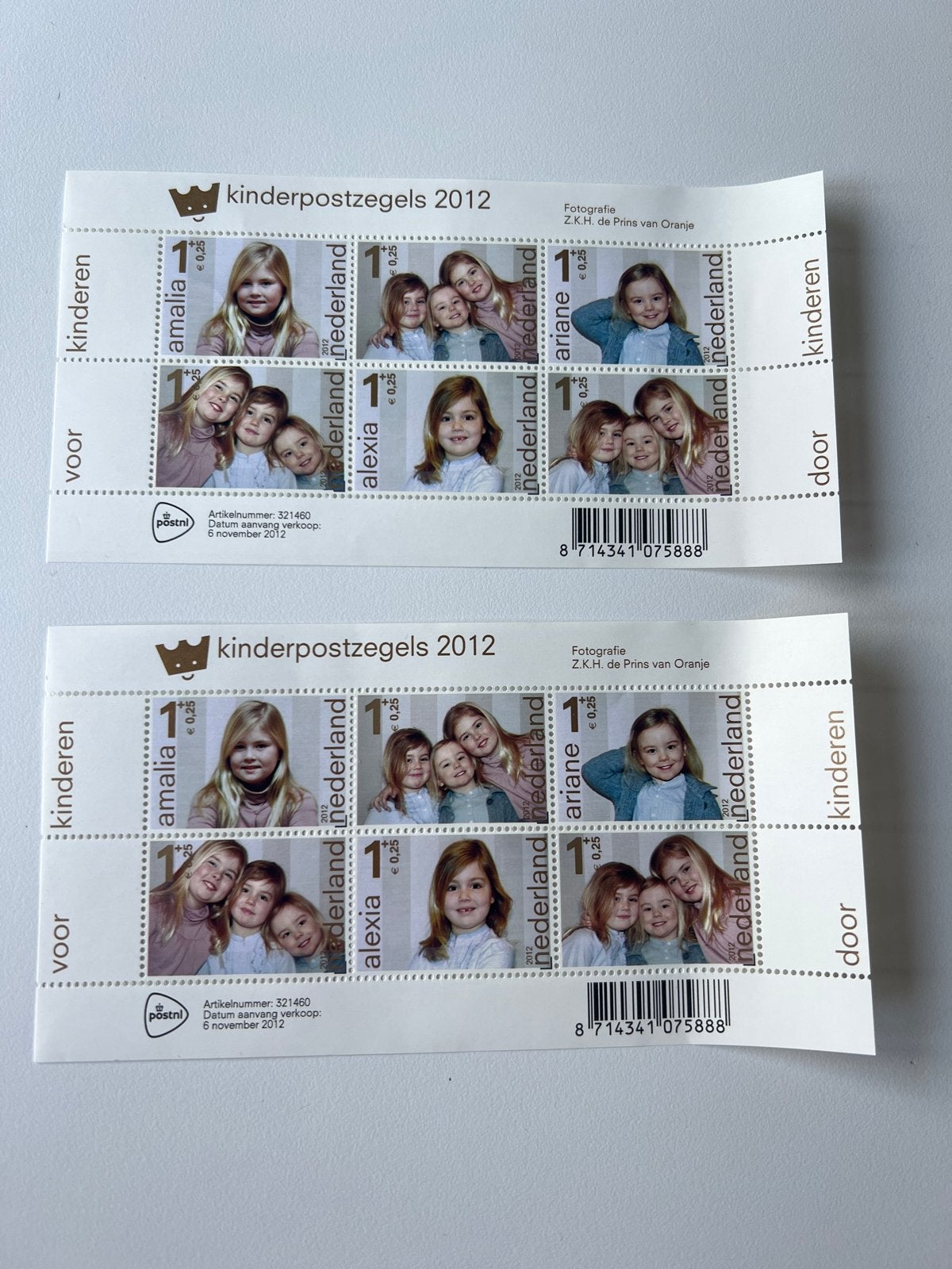Kinderpostzegels 2012 - Prinsessen Amalia, Alexia, Ariane, Postzegels en Munten, Ophalen of Verzenden, Na 1940, Postfris