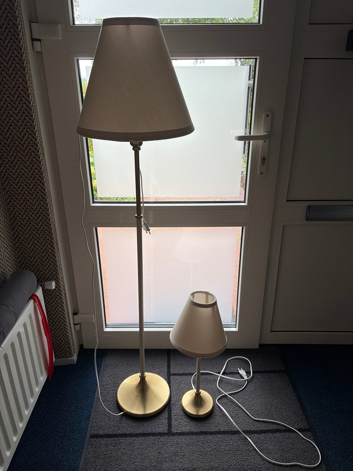 Set van 2 lampen: staande lamp en tafellamp, Gebruikt, Metaal, 150 tot 200 cm, E27 (groot)