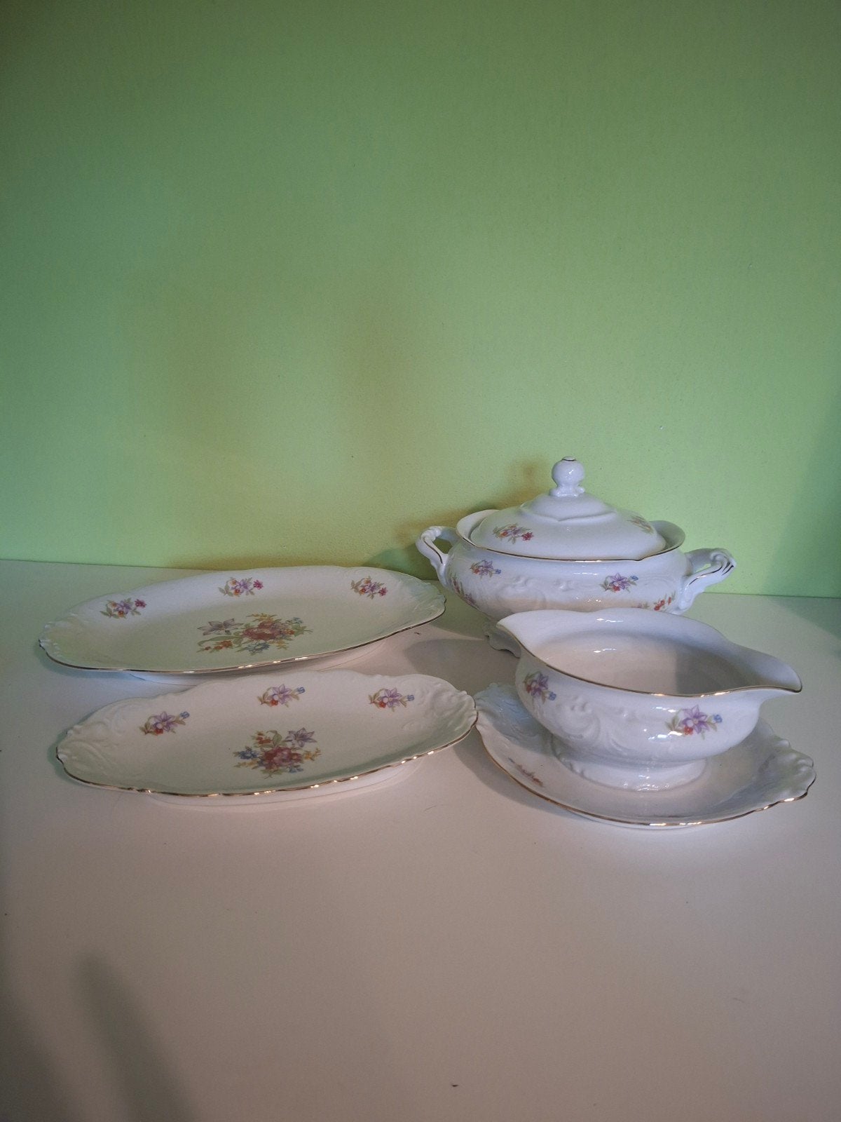 Wawel servies: 2 platte schalen, dekschaal en juskom, Ophalen of Verzenden