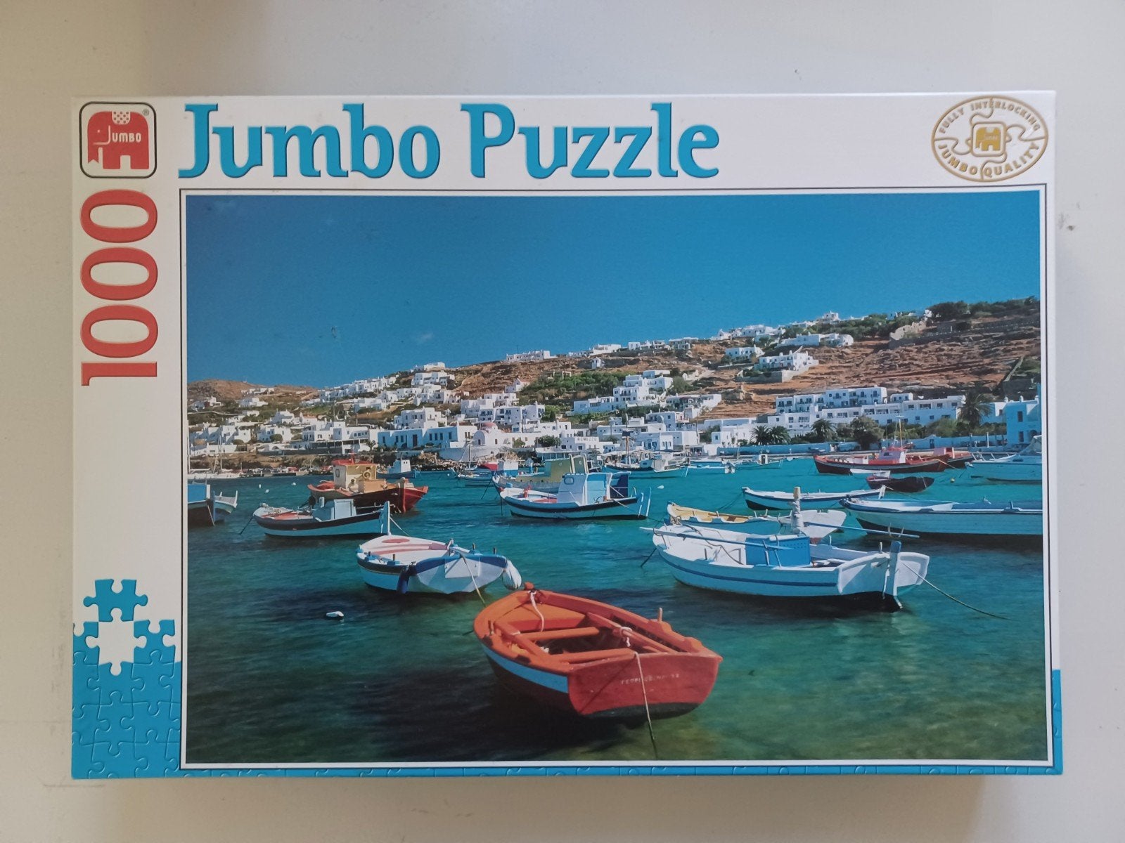 Vintage Legpuzzel - Mykonos Harbour - 1000 St (COMPLEET), Ophalen, 500 t/m 1500 stukjes