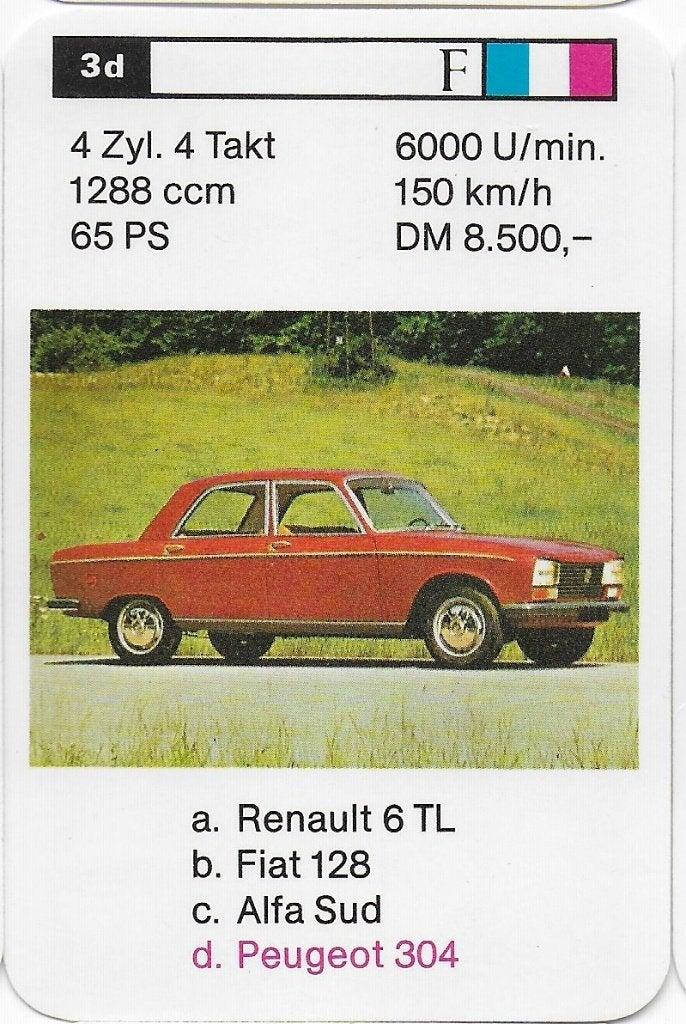 X20 autokaartje peugeot 304, Ophalen of Verzenden, Zo goed als nieuw, Auto's