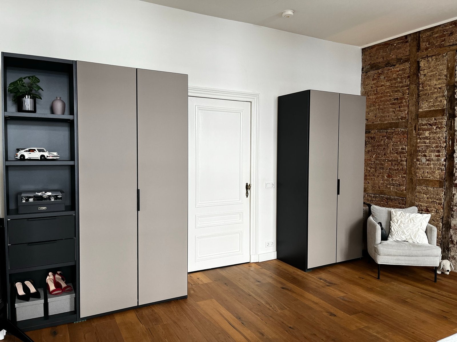 High-quality wooden cabinet system with glass fronts, Ophalen, Gebruikt, 200 cm of meer, 150 tot 200 cm