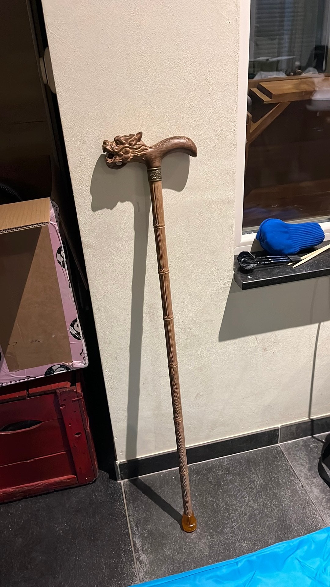 Ispuoocti wandelstok met drakenkop, Ophalen of Verzenden, Zo goed als nieuw