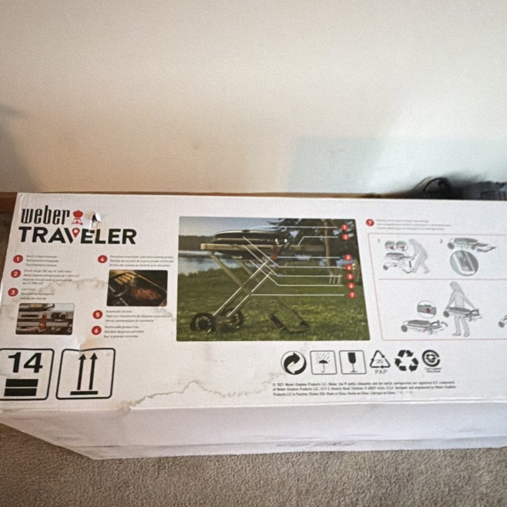 Weber Traveler draagbare gasbarbecue, zwart, medium, metaal, Ophalen of Verzenden, Zo goed als nieuw