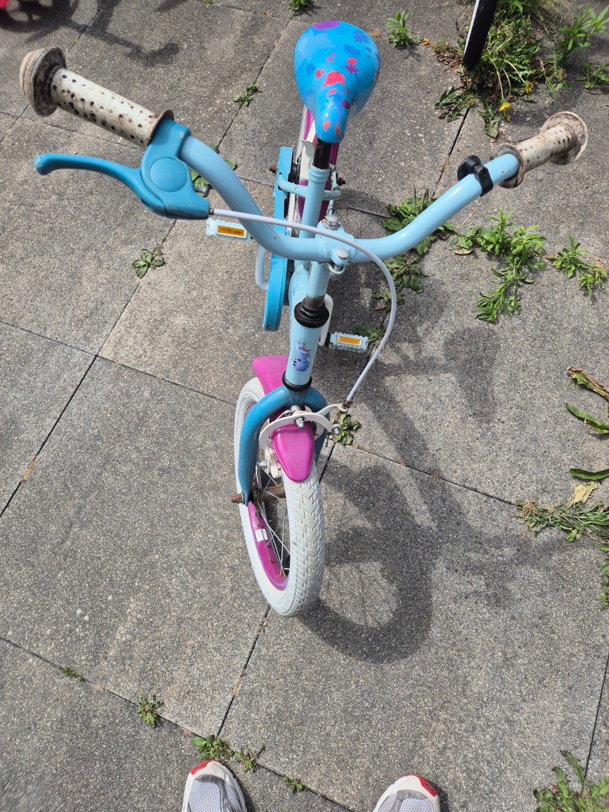 Frozen meisjesfiets 16 inch met zijwielen - Goede staat, Fietsen en Brommers, Fietsen | Meisjes, Ophalen, Zo goed als nieuw, 16 inch