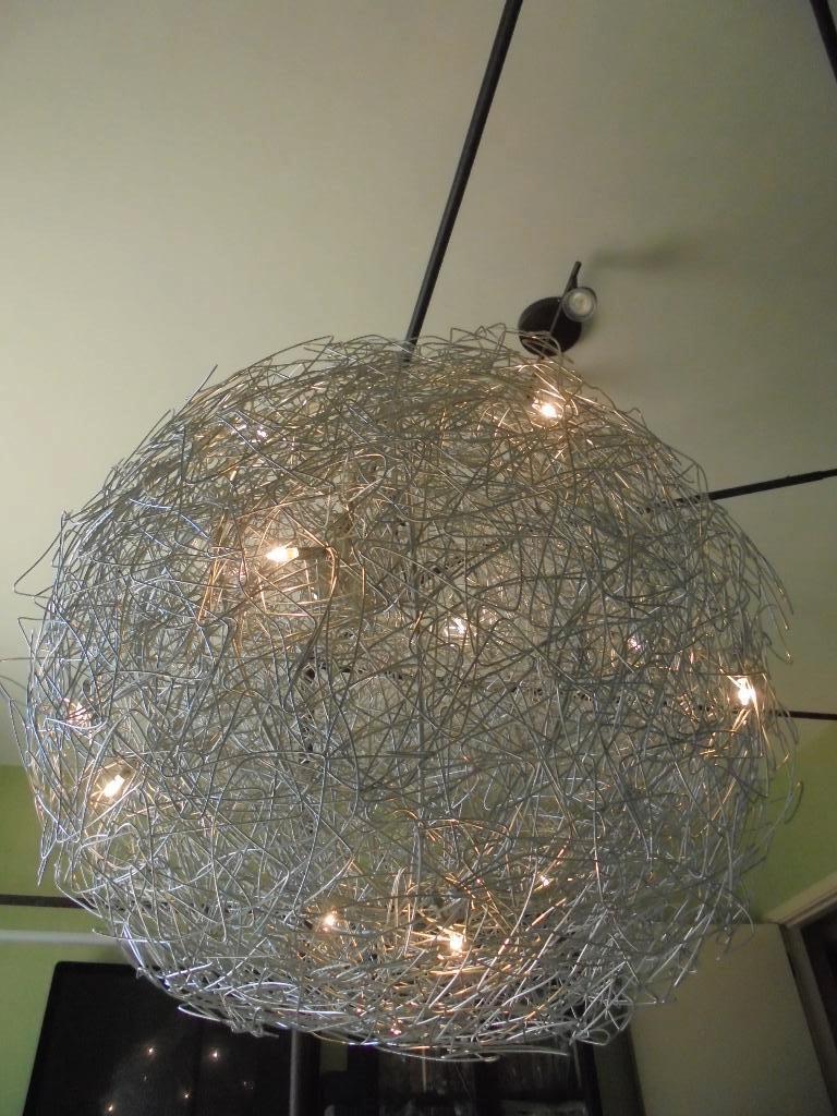 "Fil de Fer" hang- of vloerlamp, 80 cm diameter (geen C&S)., Gebruikt, Draadlamp of "Fil de Fer", Ophalen of Verzenden, Metaal