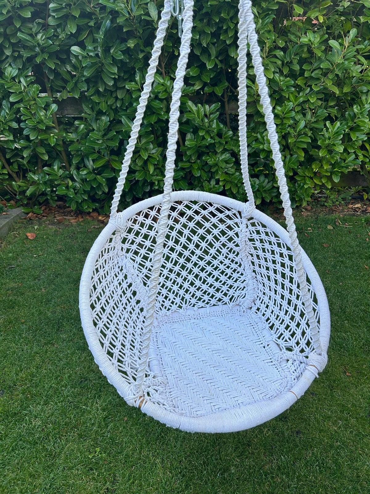 Witte Macramé Hangstoel - Perfect voor Binnen & Buiten, Ophalen of Verzenden, Zo goed als nieuw, Eenpersoons, Binnen