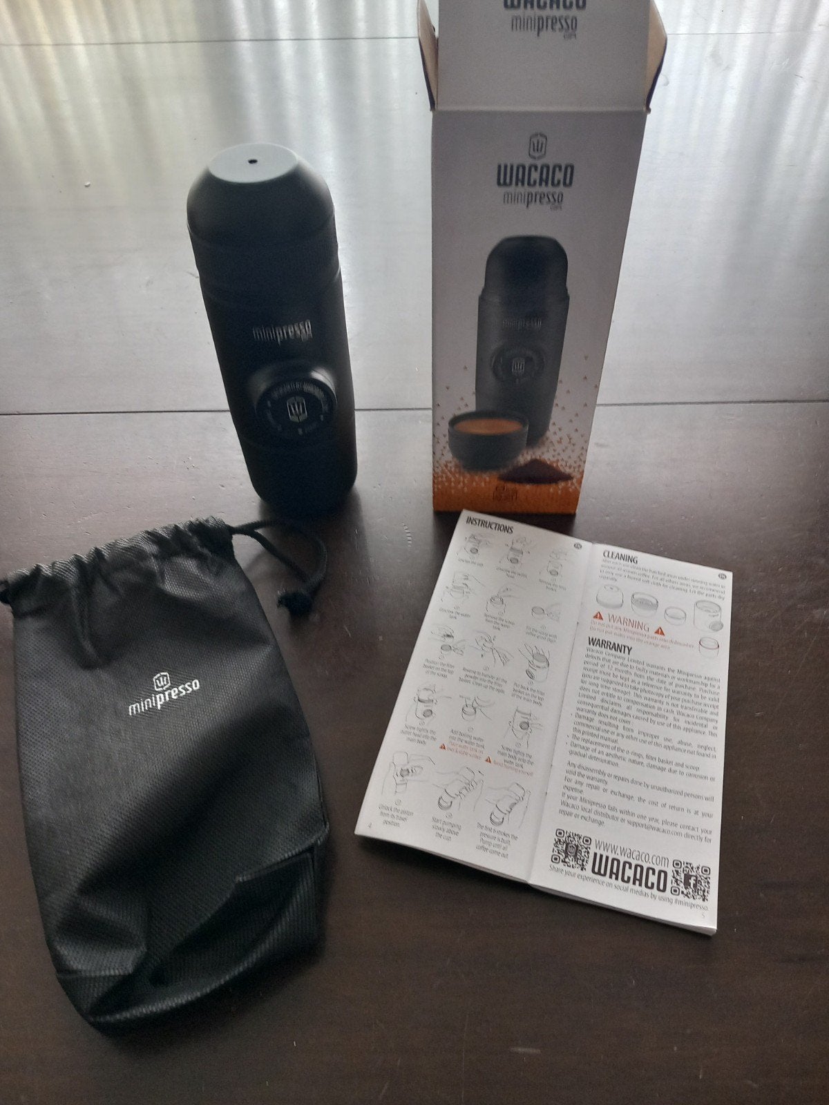 Wacaco Minipresso GR Draagbare Espressomachine, Ophalen, Espresso apparaat, Gemalen koffie, Zo goed als nieuw