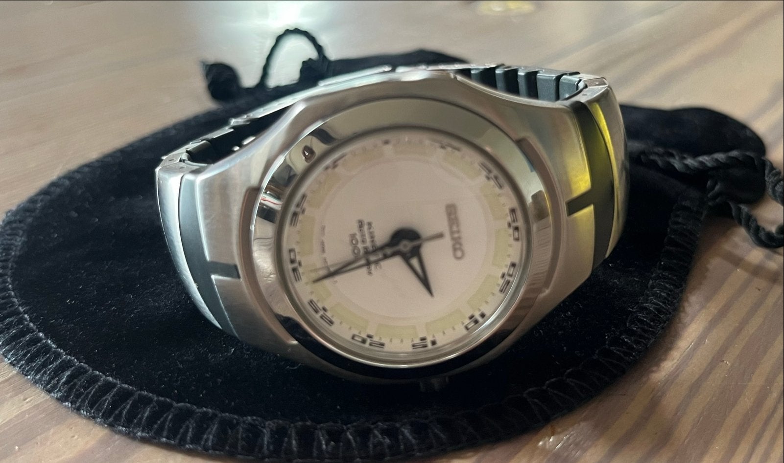 Seiko Kinetic Polshorloge 5J21-0A70 Heren Horloge, Seiko, Gebruikt, Staal, Polshorloge