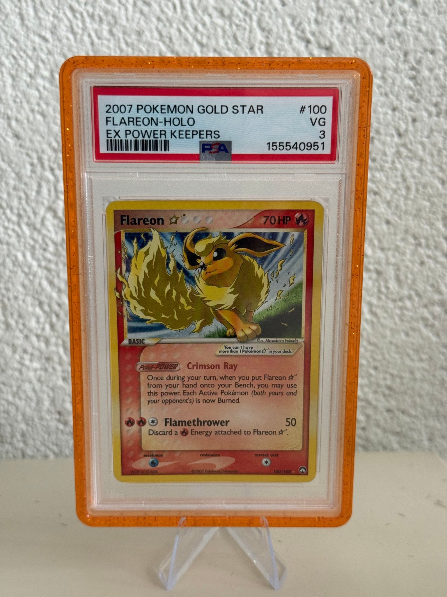 Pokemon Flareon | PSA 3 | 100/108 | 155540951, Ophalen of Verzenden, Zo goed als nieuw, Losse kaart