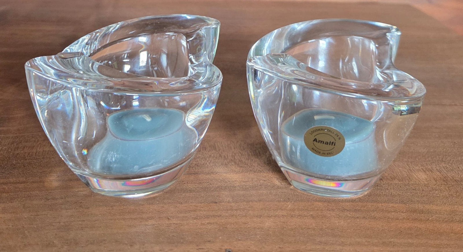 2 Vintage 'Amalfi' Loodkristallen Waxinelichthouders, Ophalen of Verzenden