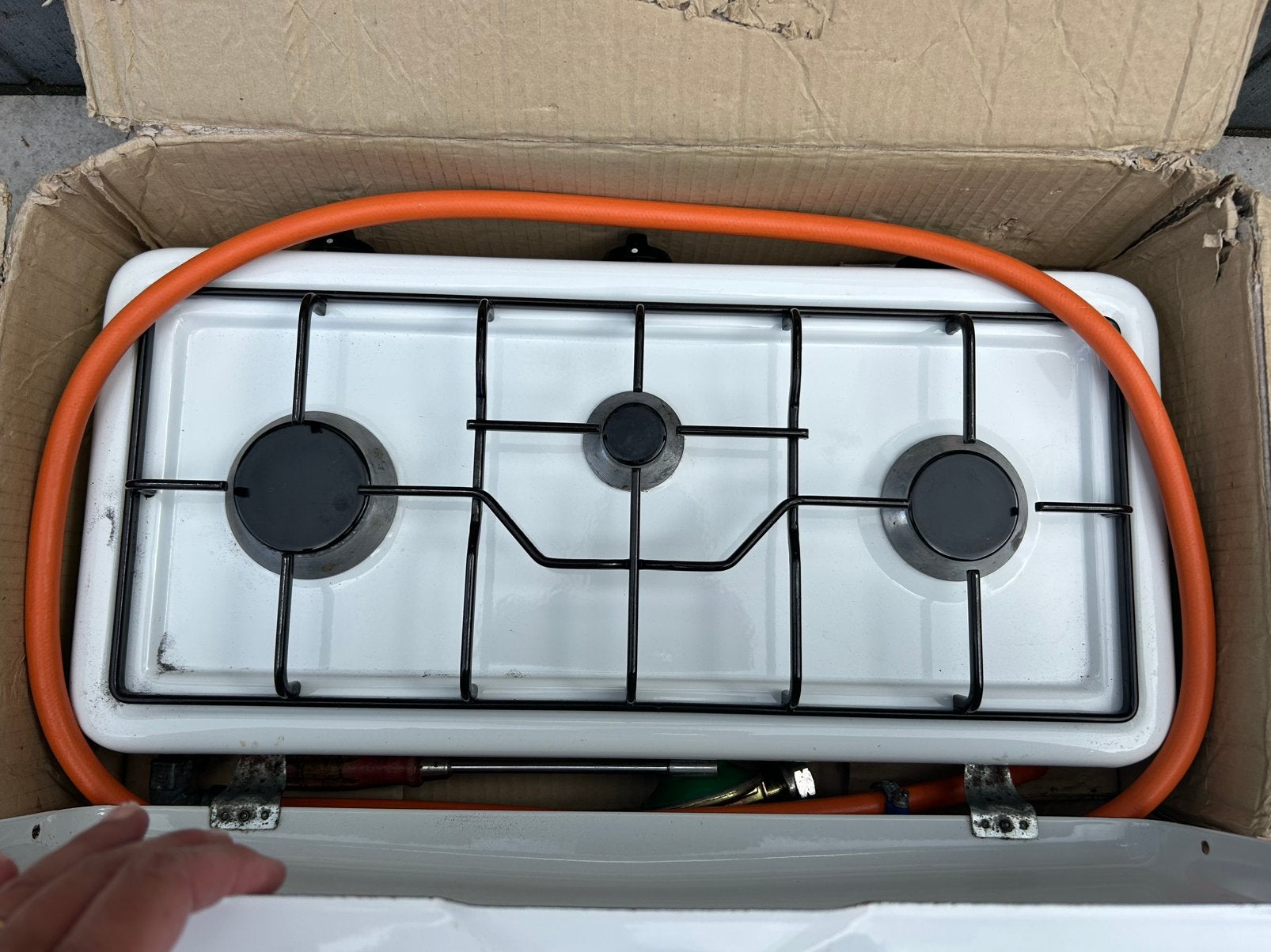 Parker 3 pits gastoestel camping, Caravans en Kamperen, Kampeeraccessoires, Ophalen, Zo goed als nieuw