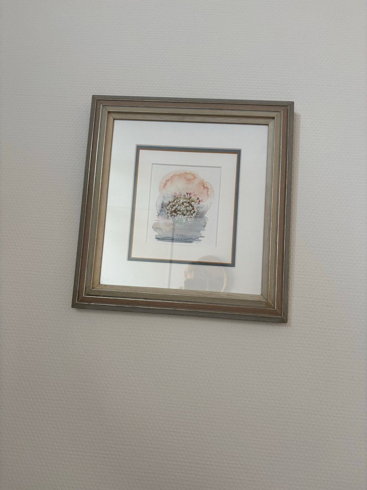 Ingelijste aquarel met bloemenmotief, Antiek en Kunst, Kunst | Schilderijen | Modern, Ophalen, Aquarel, Papier/karton, Ingelijst