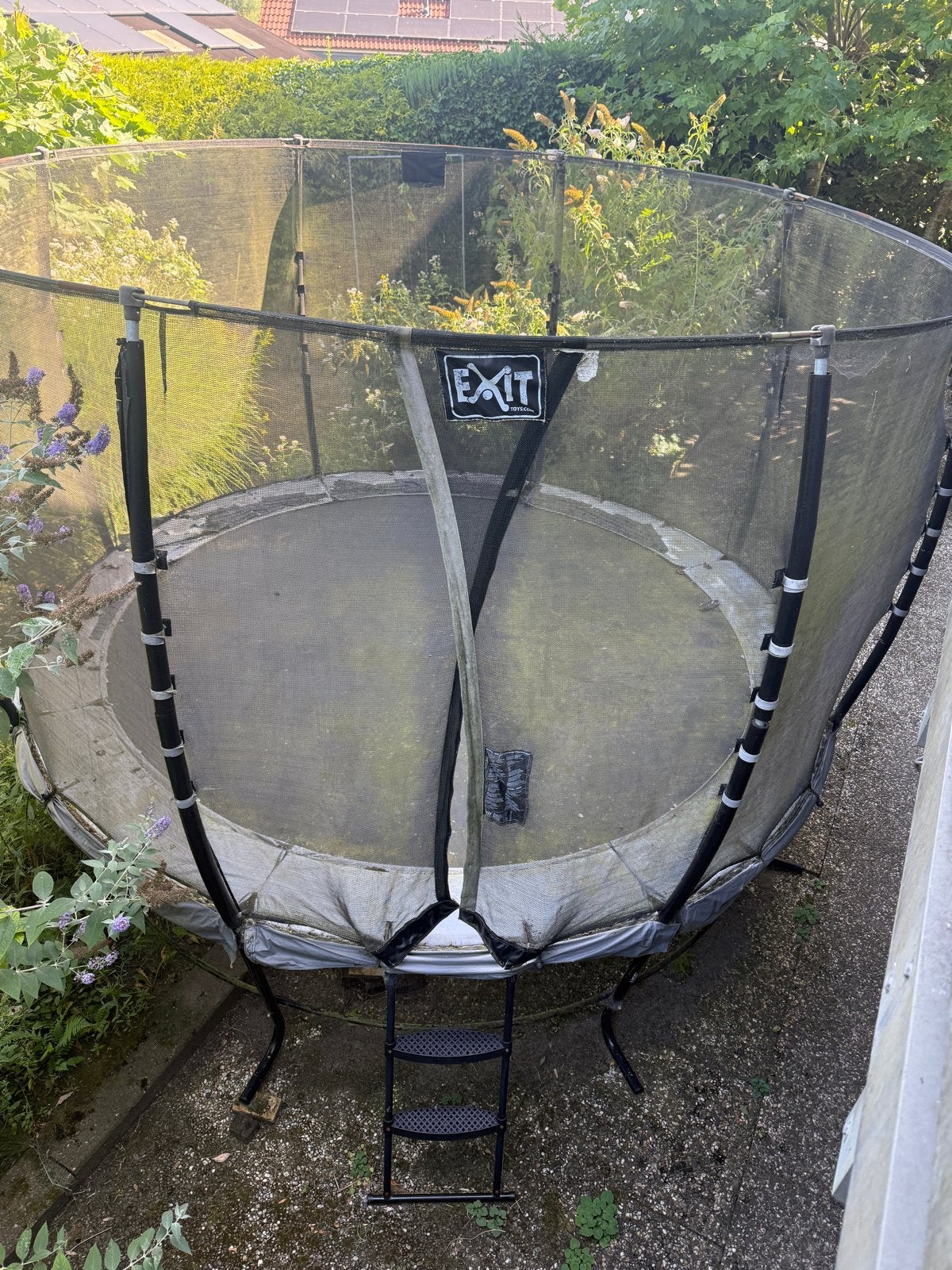 EXIT Trampoline met veiligheidsnet en ladder, Ophalen, Gebruikt