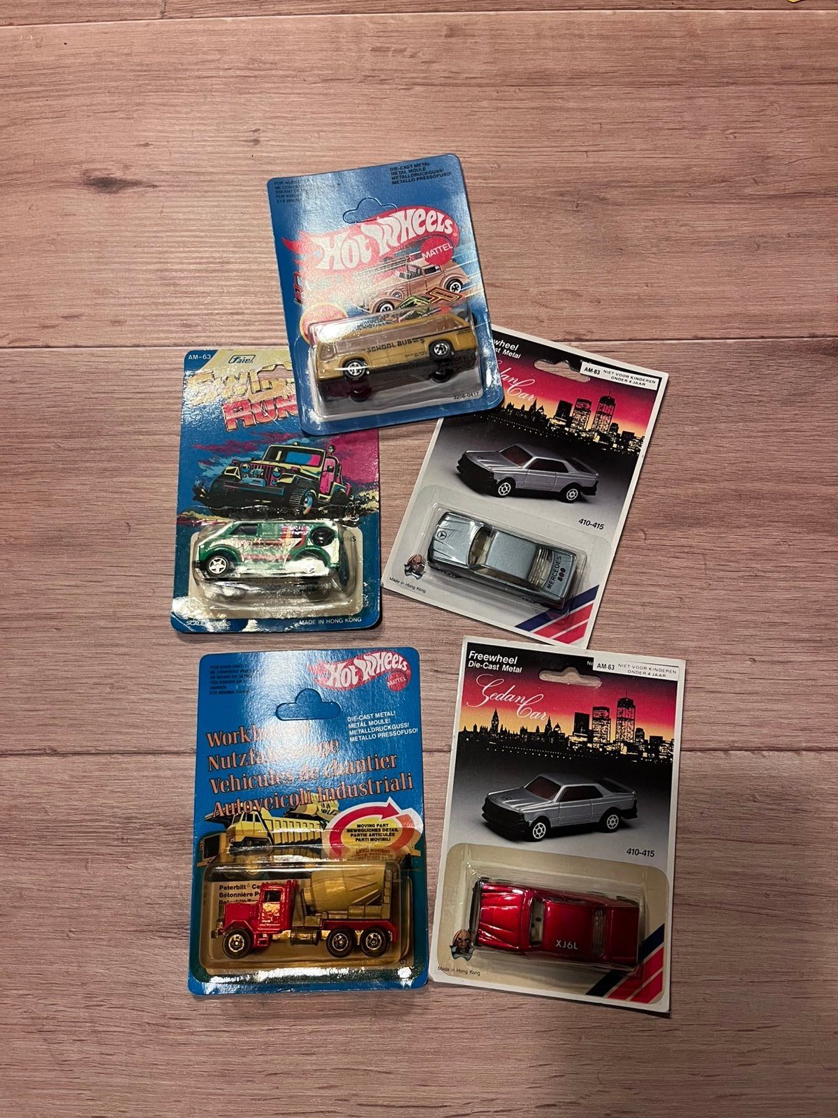 5 vintage modelauto’s in verpakking – Hot Wheels / Freewheel, Ophalen of Verzenden
