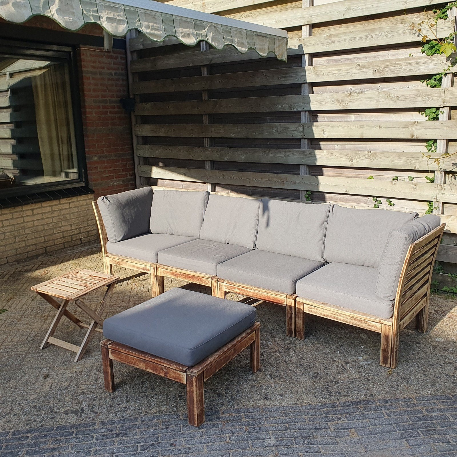IKEA Tuinset met kussens en bijzettafel, 4 zitplaatsen, Gebruikt, Ophalen of Verzenden, Tuinset
