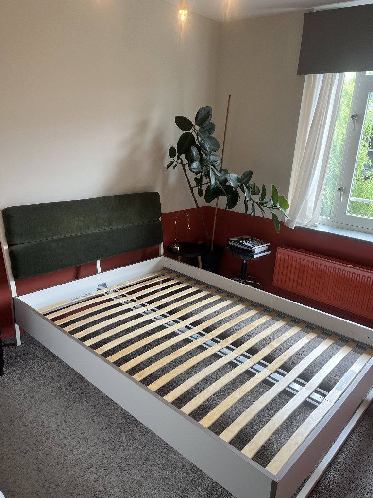 Ikea Bedframe 140x200 + lattenbodem, Huis en Inrichting, Ophalen, Gebruikt, Wit, Tweepersoons