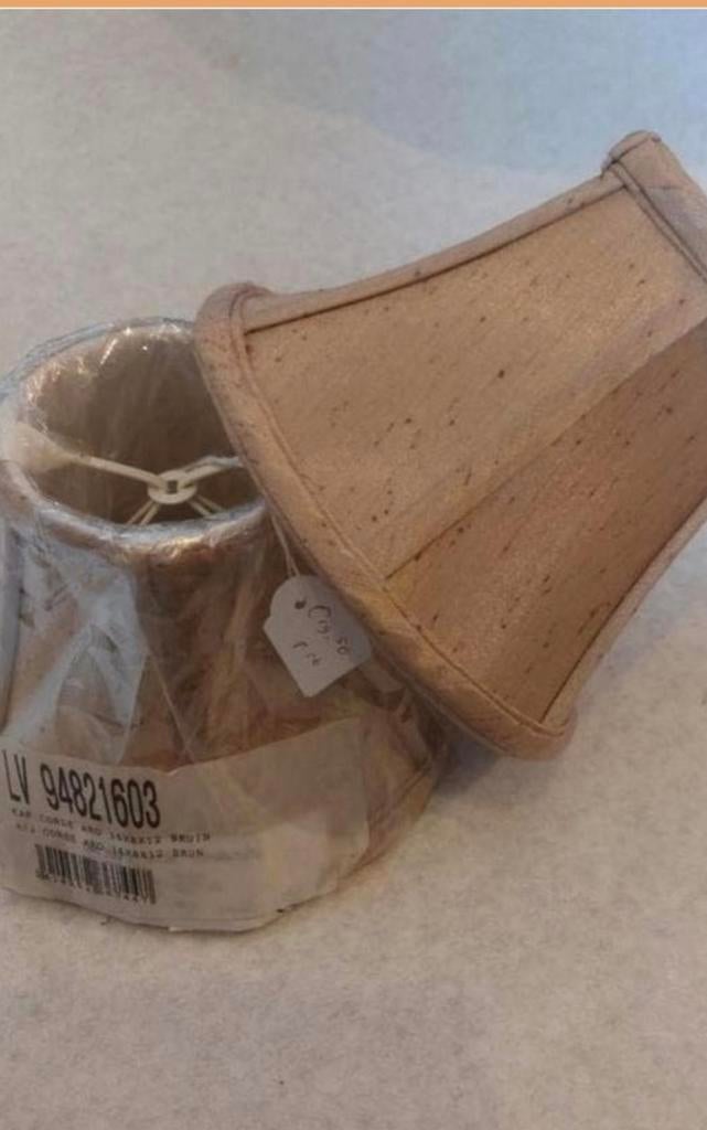 2x Kleine lampenkap beige/marron - 16x8x12 cm, Ophalen of Verzenden, Nieuw, Beige, Klassiek