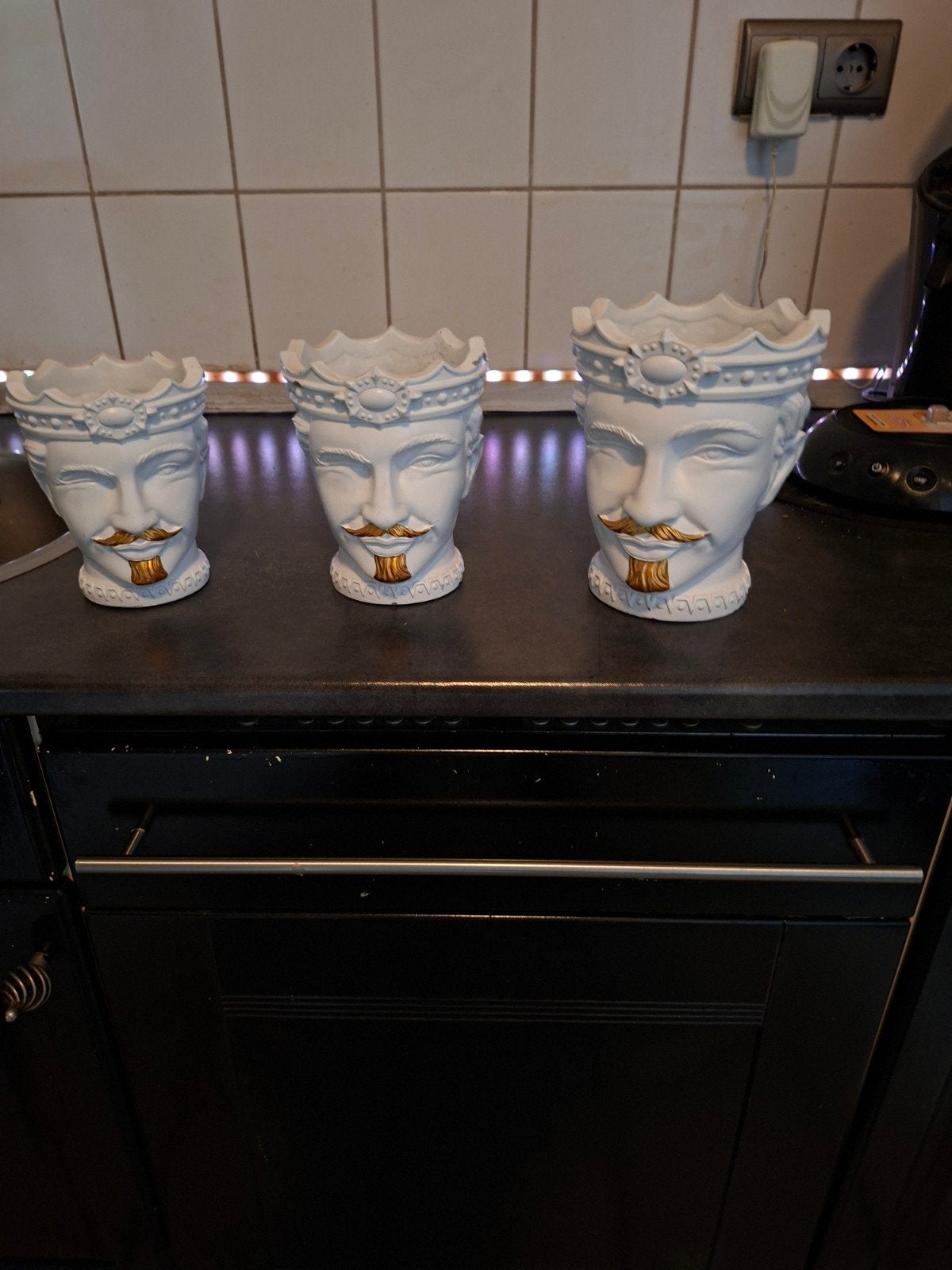 Set van 3 Siciliaanse Moor hoofden vazen, Ophalen