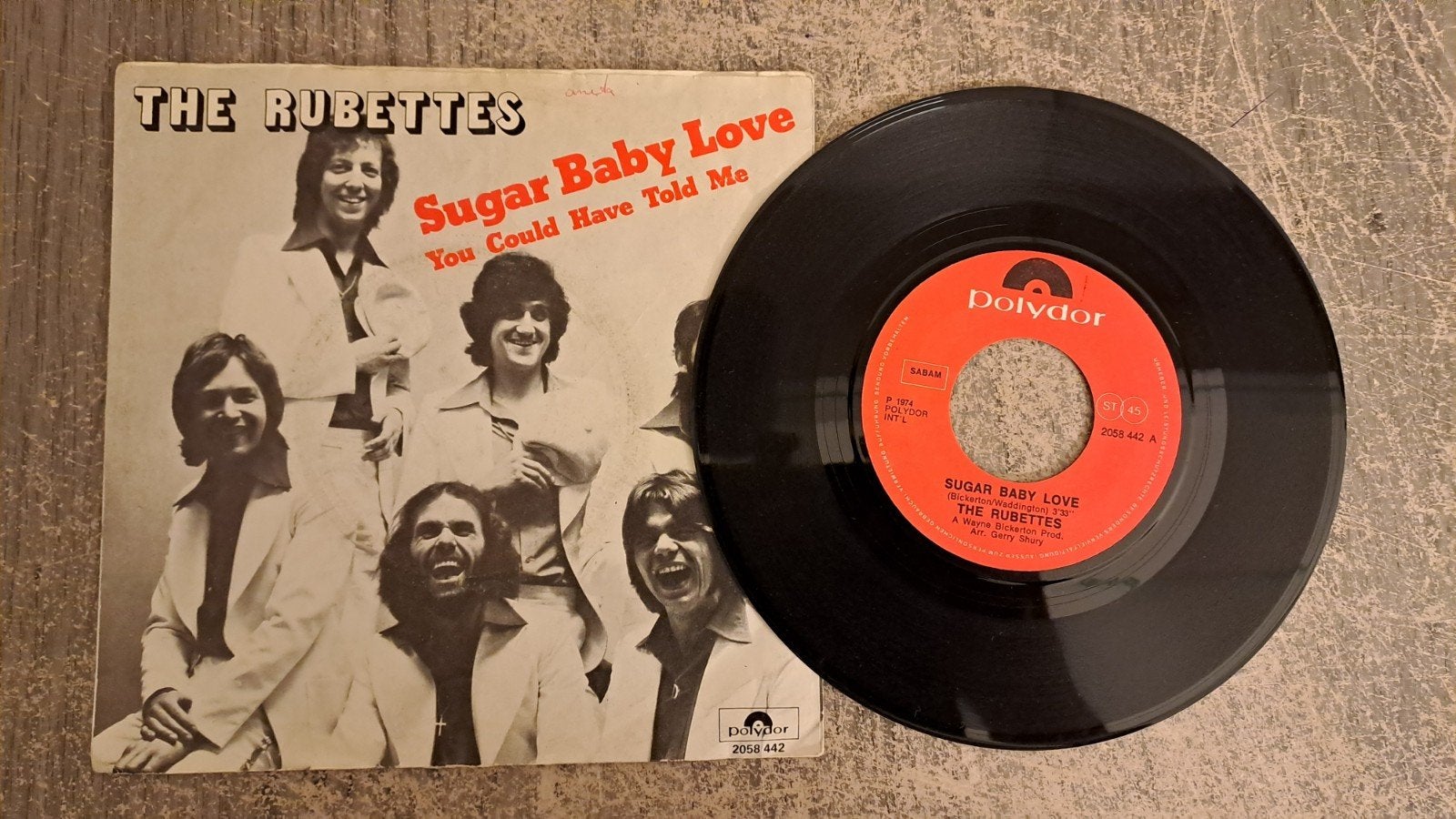 The rubettes  - sugar baby love, Cd's en Dvd's, Gebruikt, 7 inch, Pop, Fotohoes