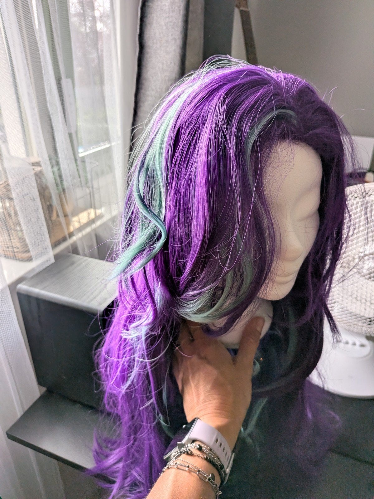 Glimmer Starlight Pony Cosplay Pruik Paars/Blauw, Ophalen of Verzenden, Zo goed als nieuw, Accessoires