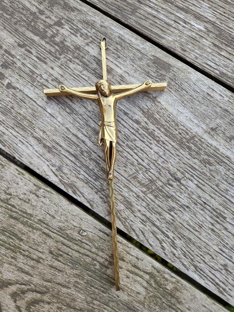 Kruisbeeld Jezus katholiek religie 25cm, Ophalen of Verzenden, Zo goed als nieuw, Beeld(je), Christendom | Katholiek