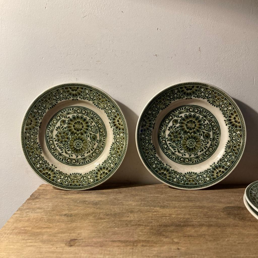 Set van 4 groene Engelse borden, 17 cm, Antiek en Kunst, Ophalen of Verzenden