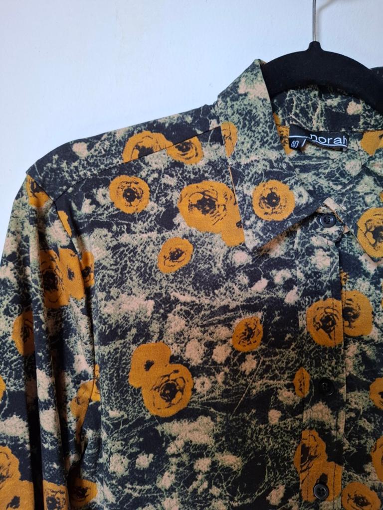 Norah blouse bloemenprint groen zwart okergeel maat 40, Kleding | Dames, Blouses en Tunieken, Maat 38/40 (M), Ophalen of Verzenden