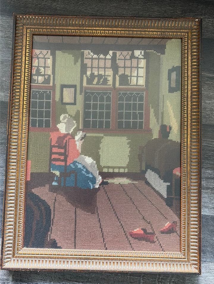 Schilderij geborduurd, Huis en Inrichting, Woonaccessoires | Schilderijen, Tekeningen en Foto's, Ophalen of Verzenden, Minder dan 50 cm