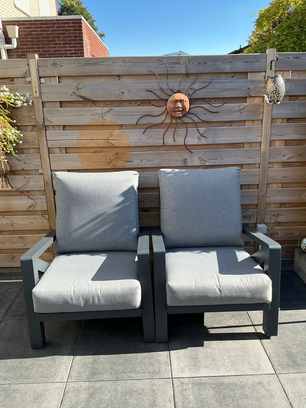 2 luxe tuin/loungestoelen Santika Cinta, Ophalen, Zo goed als nieuw, Aluminium, Loungeset