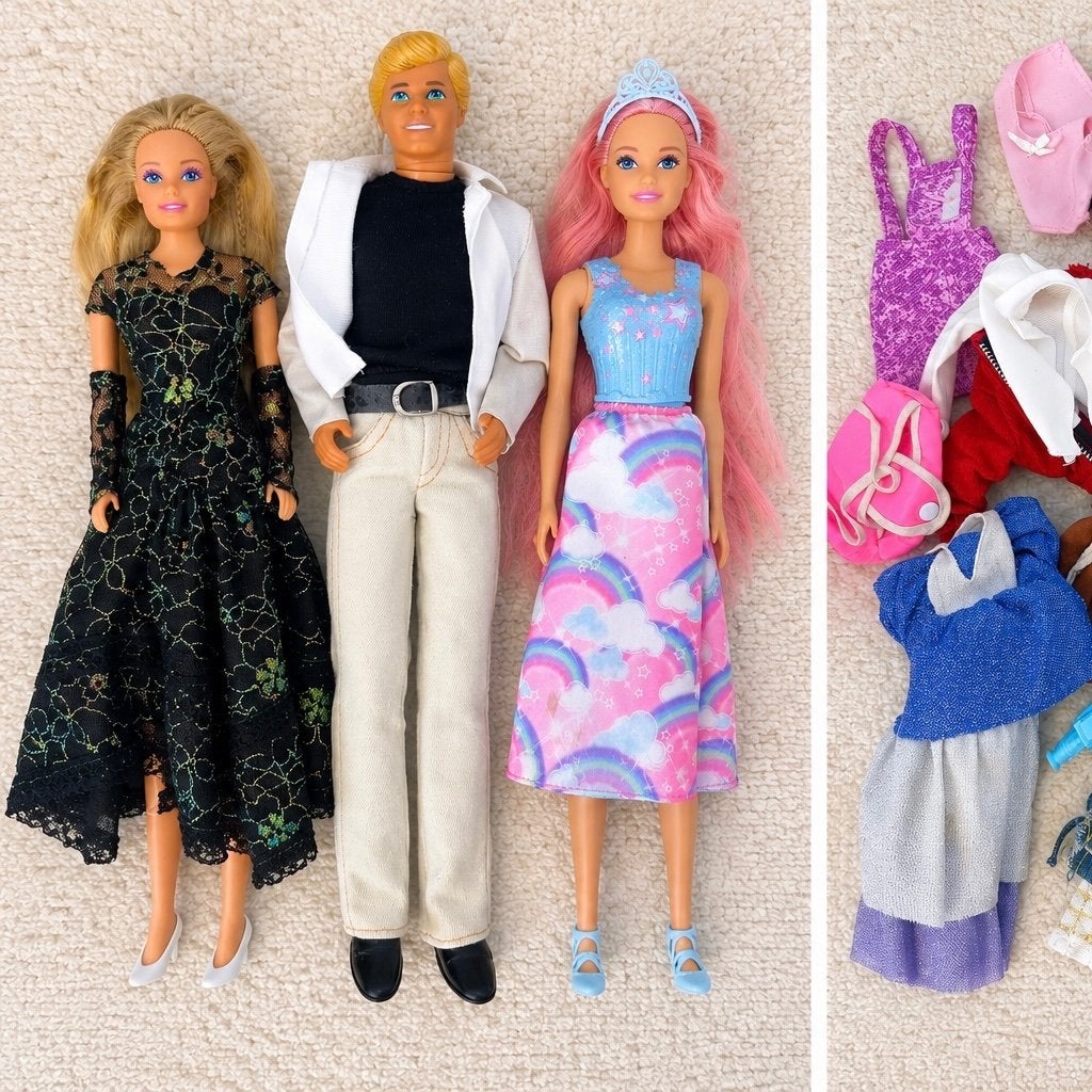 Vintage Barbie & Ken + Barbie + originele Mattel kleding etc, Ophalen, Gebruikt, Barbie