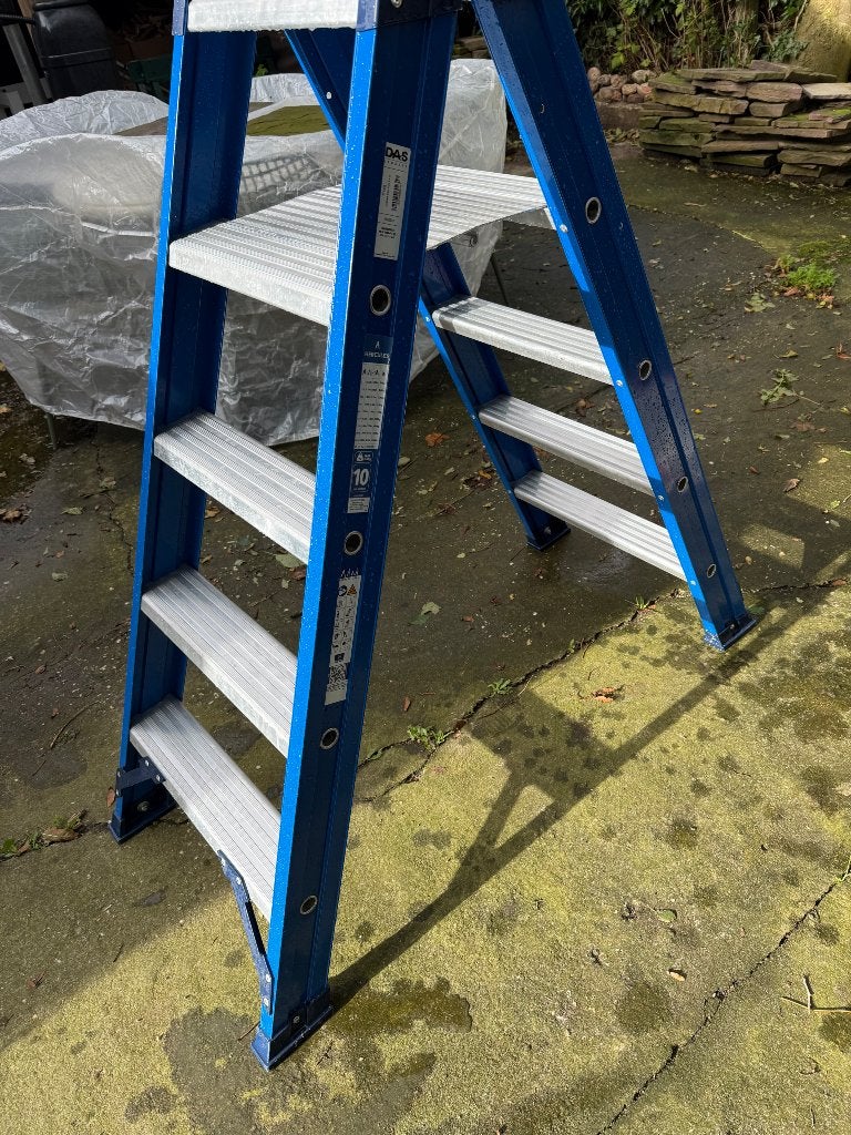Professionele blauwe DAS Hercules Oploopbare Trap 5 treden, Ophalen, Gebruikt, Trap, Opvouwbaar of Inschuifbaar