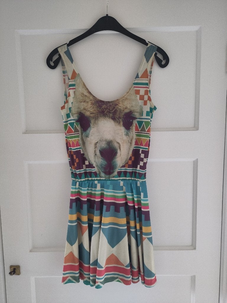 Mr. Guru & Miss Go jurk met een alpaca, maat S, Kleding | Dames, Jurken, Meerkleurig, Ophalen of Verzenden, Maat 36 (S), Gedragen