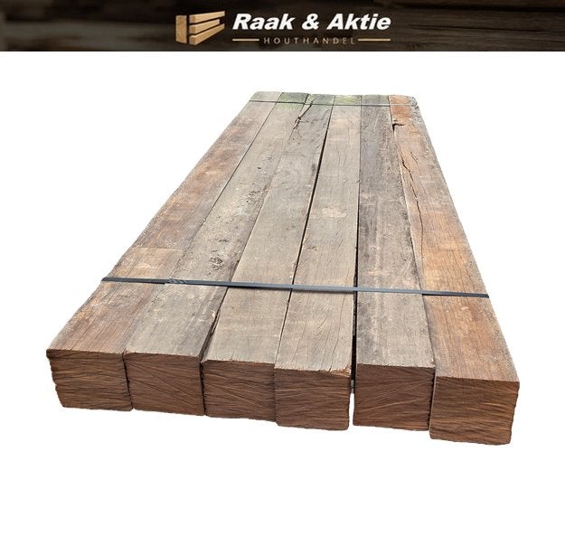 6 Hardhouten palen 15x15 cm 2.50 m lang - nr: HB242