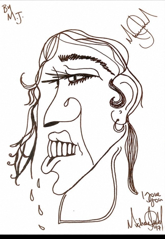 Michael Jackson Zelfportret Schets met Coa Handtekening, Ophalen of Verzenden, Nieuw