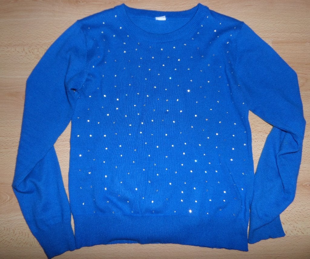 Dunner, kobaltblauw truitje met glitters maat 134/140: ZGAN, Kinderen en Baby's, Kinderkleding | Maat 134, Ophalen of Verzenden