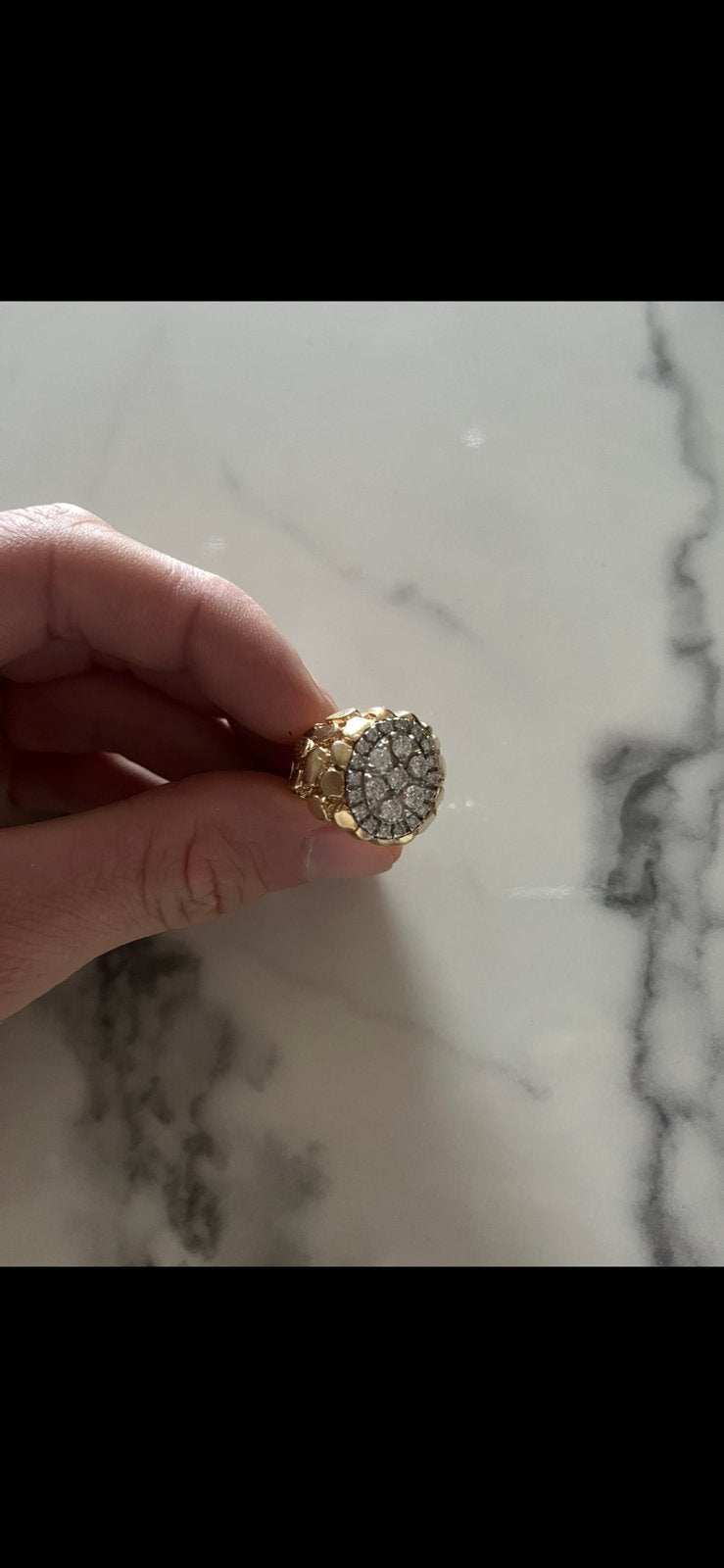 14K Gouden Herenring met Flintstone Motief & Diamanten 15gr, Ophalen of Verzenden, Zo goed als nieuw, Goud, Heer