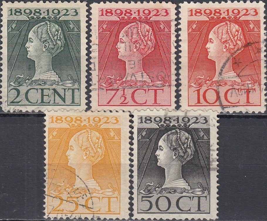 Nederland 1.55.7- 1923- Regeringsjubileum- Lijntanding D- GC, Postzegels en Munten, Verzenden, T/m 1940, Gestempeld
