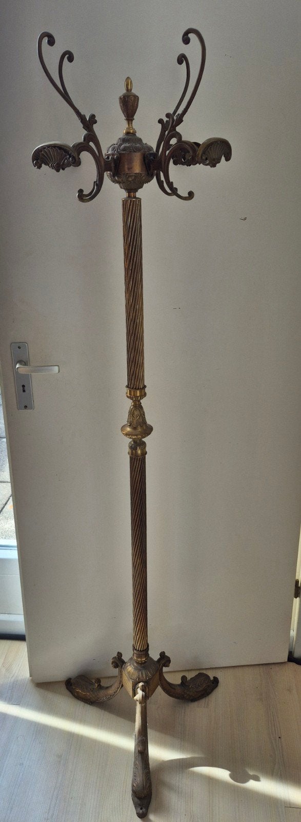 Kapstok Art Nouveau Hollywood Regency stijl Messing, Ophalen, Gebruikt, Metaal, Staande kapstok