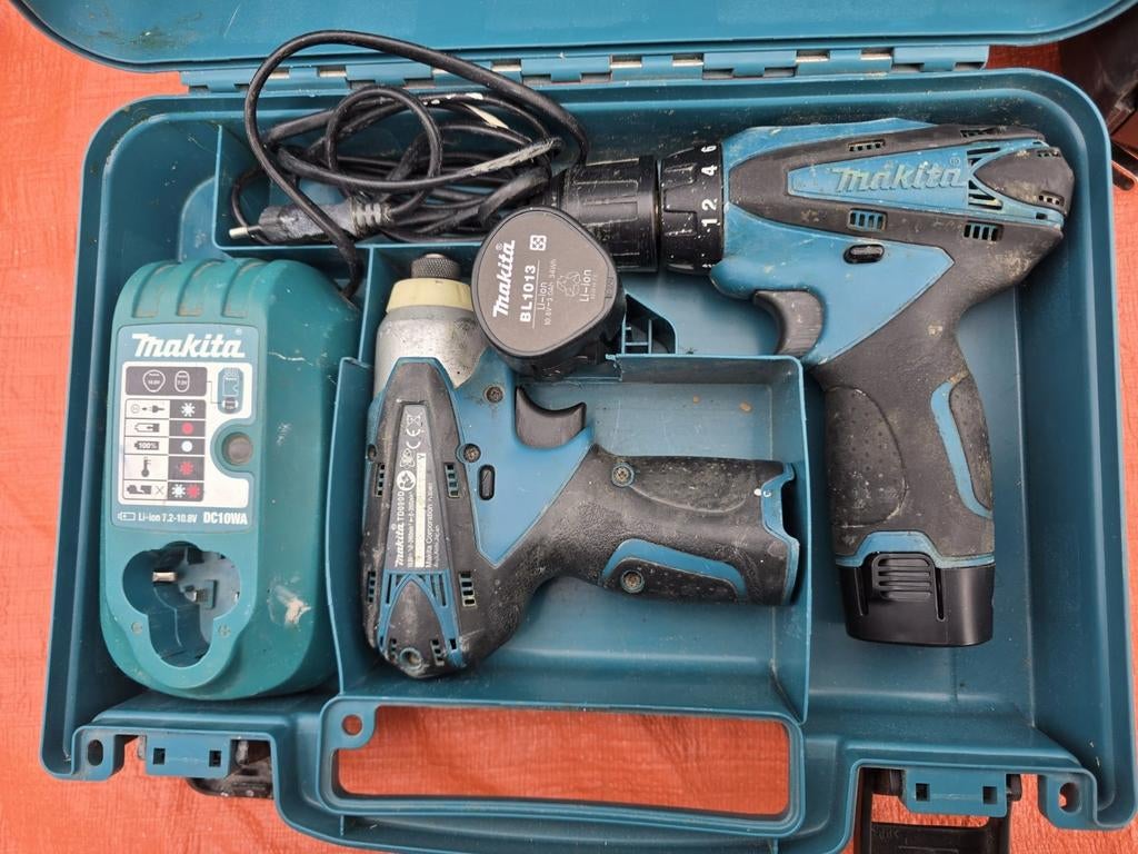 Makita 10.8v set, Ophalen of Verzenden, Gebruikt, Boor- en Schroefmachine, Variabele snelheid
