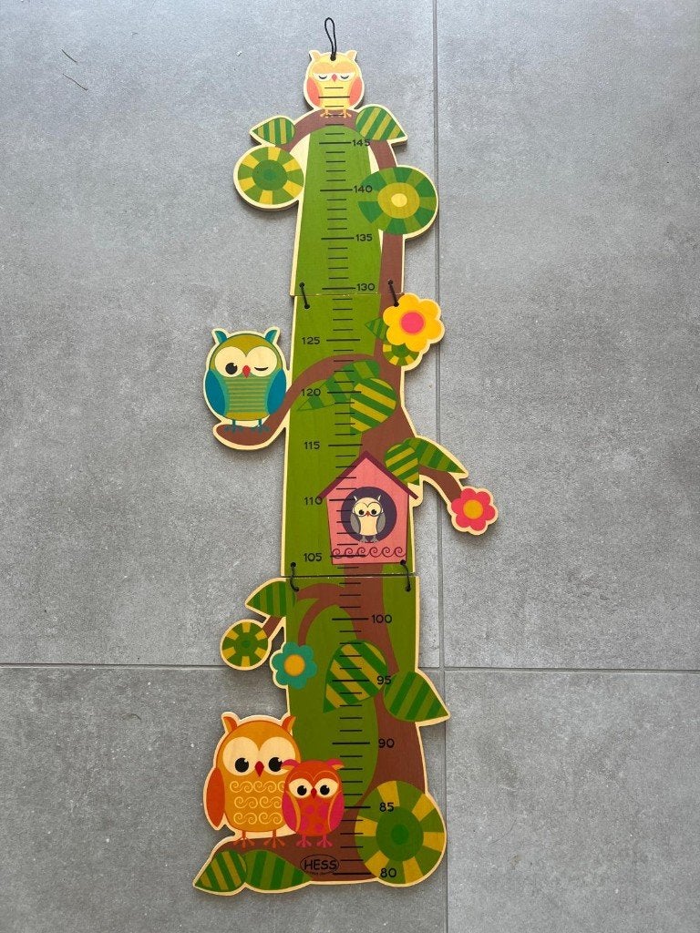 Houten groeimeter uiltjes - 80 tot 150 cm, Gebruikt, Overige merken, Ophalen of Verzenden, Wanddecoratie