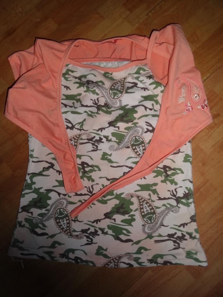 leuk army shirt met bolero mt 146/152, Ophalen of Verzenden, Zo goed als nieuw, Meisje, Shirt of Longsleeve