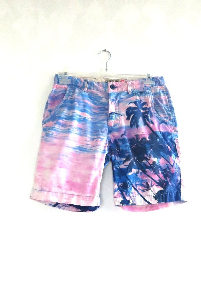 Bermuda Blauw Roze 55 Stage mt M (G38), Kleding | Heren, Ophalen of Verzenden, Zo goed als nieuw, 55 Stage, Meerkleurig