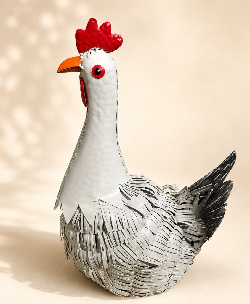 HEN / metaal / 42 cm hoog, Dierenbeeld, Nieuw, Metaal, Info@huisentuindecoratiemarie.nl